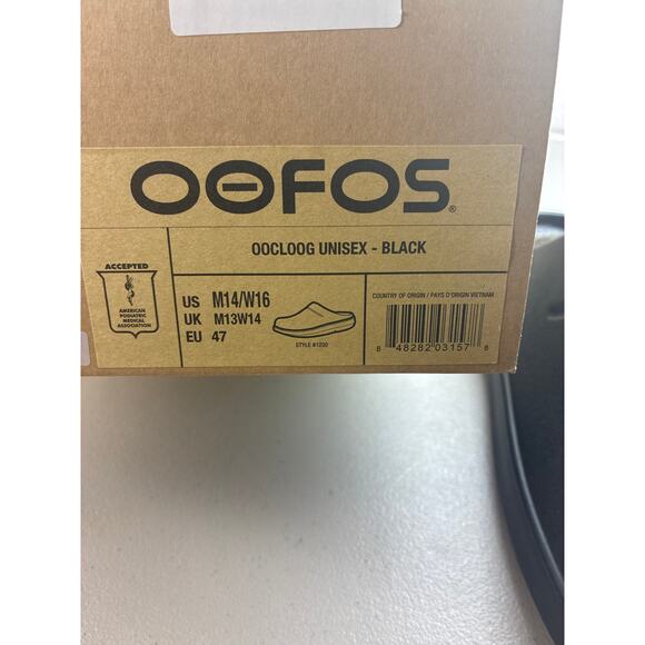 Oofos OOCLOOG men size 14 black slippers clogs new with box main image 7